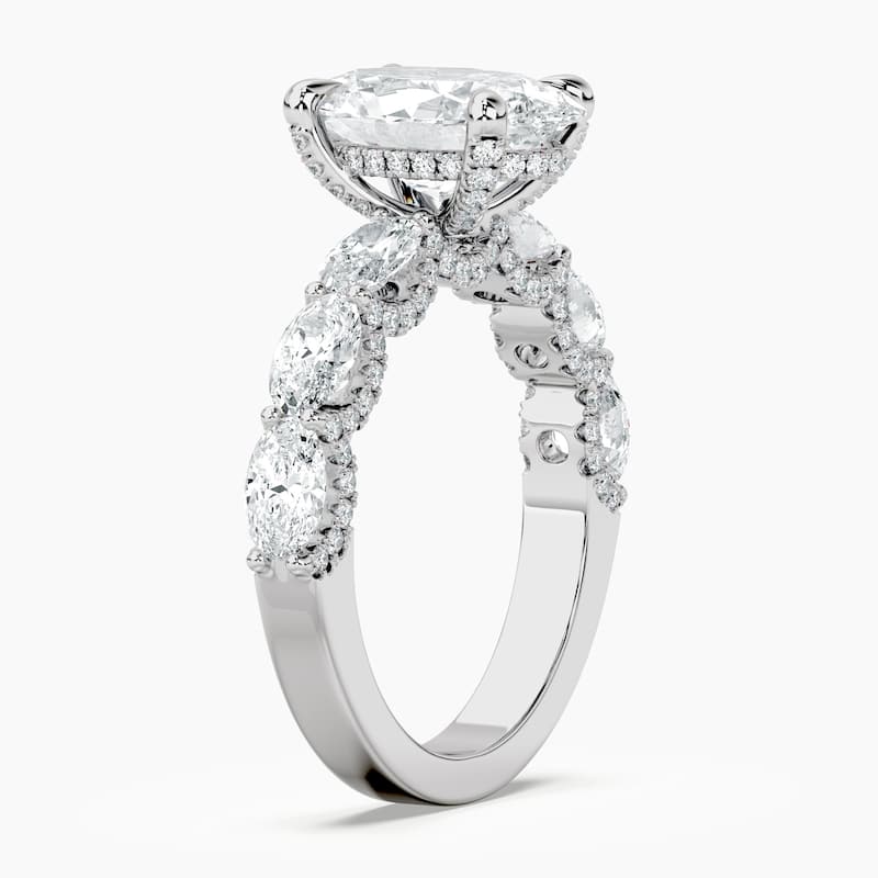 Auriya 14kt White Gold Lab Grown Oval Diamond Engagement Ring with East-West Oval Crescent (F-G, VS)
