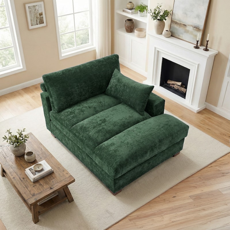 42"W Chenille Upholstered Chaise Lounge