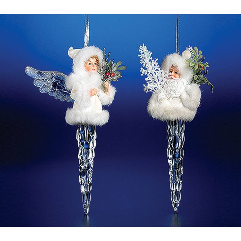 Icy Crystal Icicle Angel Christmas Ornament - 7" - Pack of 4