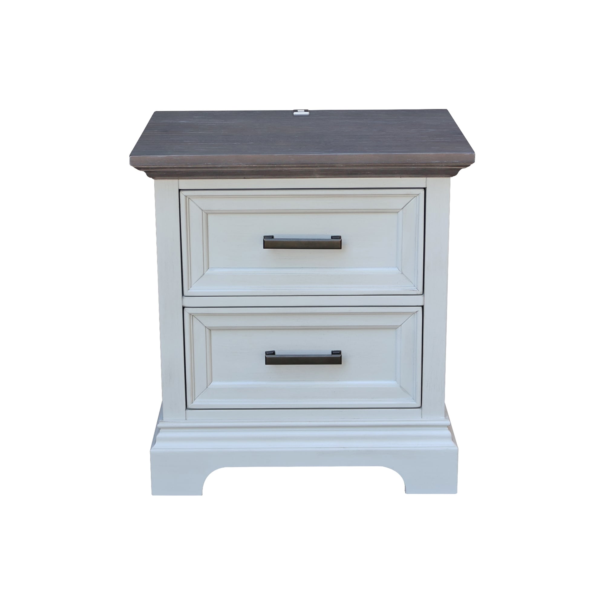International Concepts Solid Wood 2-Drawer Nightstand with USB Charging Port