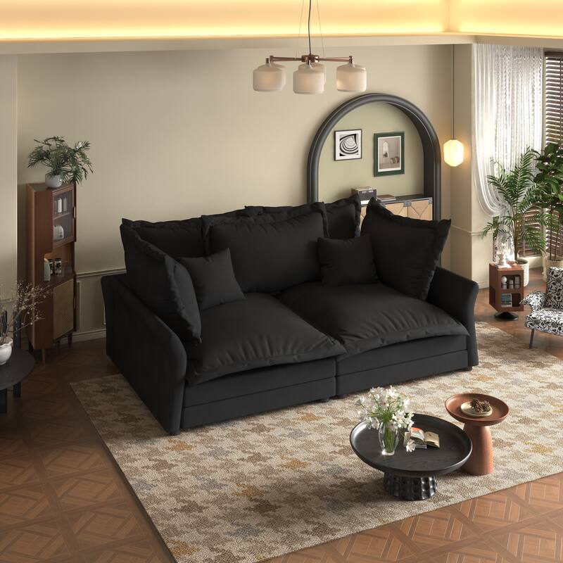 90.55" Modern Deep Seat Sofa Couches with Multiple Large Soft Pillows