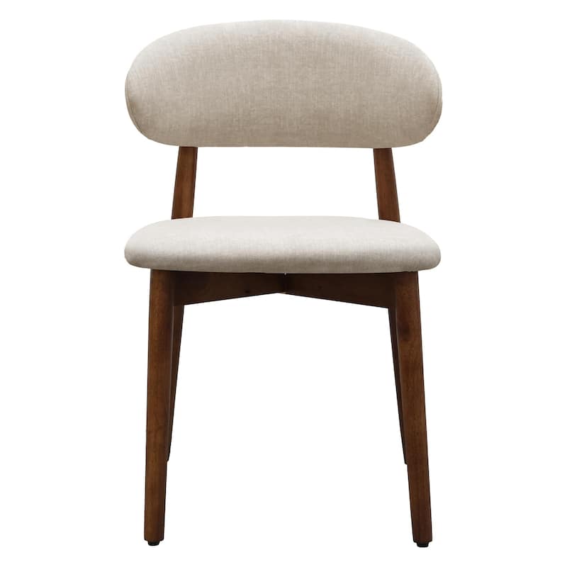 Flannelette Upholstered Dining Chair with Walnut Solid Wood Legs, Armless Chair Set of 2 for Kitchen, Restaurant, Living