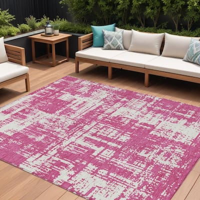 HomeRoots Abstract Transitional Rectangle Outdoor Rug