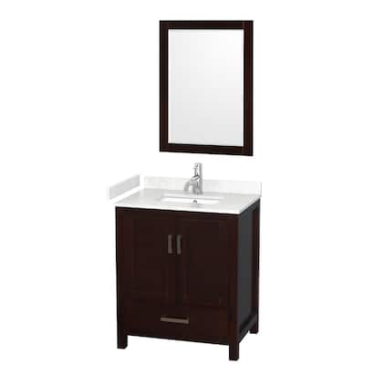 Wyndham Collection Sheffield 30" Single Bathroom Vanity, Carrara