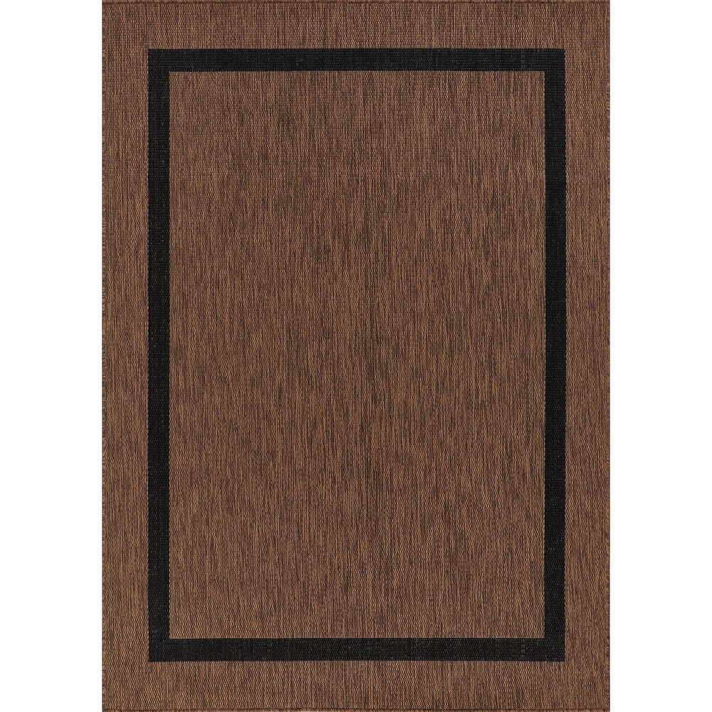 Beverly Rug Modern Bordered Indoor Outdoor Rug, Outside Carpet for Patio, Deck, Porch