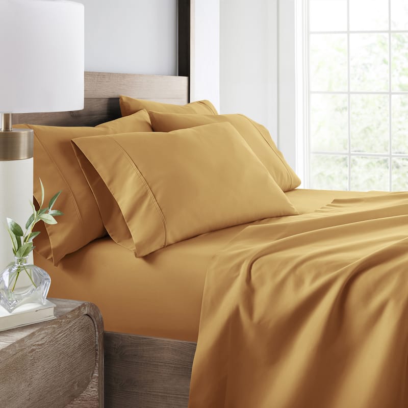 Becky Cameron Double Brushed Deep Pocket 6 Piece Sheet Set - King - Gold