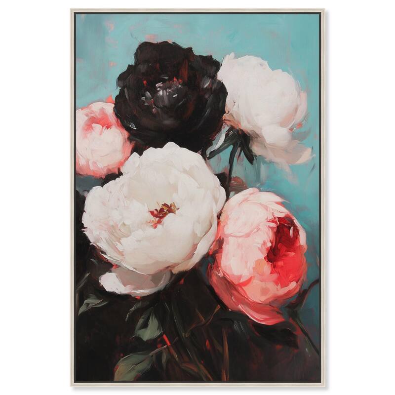 Three Shades of Peony III Canvas by Art Remedy - 30" x 45" - Silver