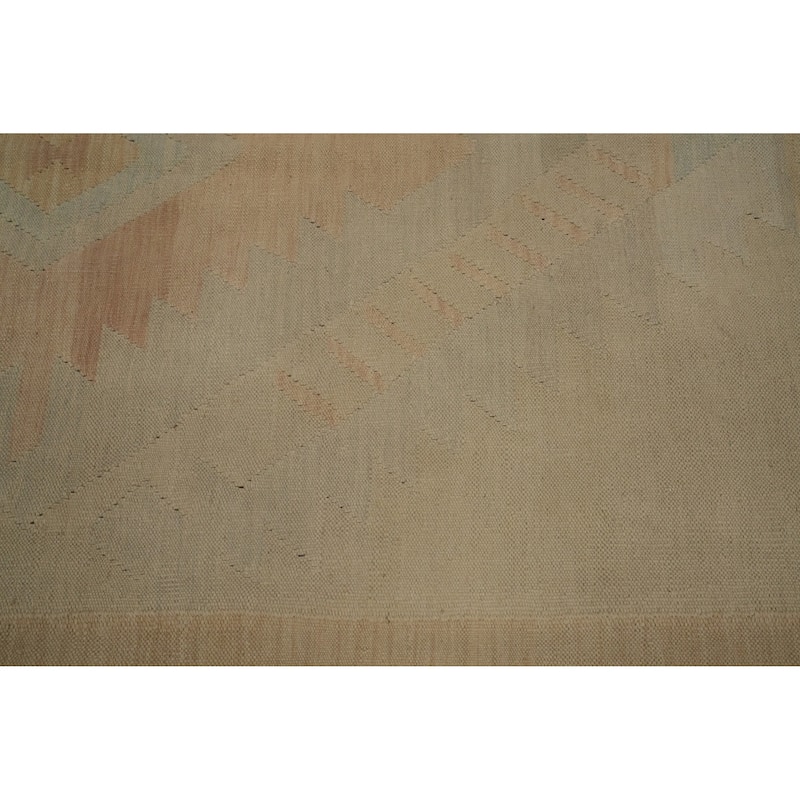 Hand Woven Oriental 100% Wool Carpet Southwestern Medallion Beige & Ivories Kilim Area Rug - 6' 7'' X 4' 11''