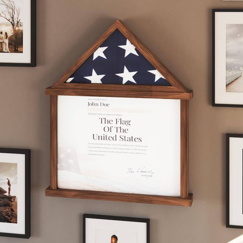 Glass Front Flag Display Case with Certificate Holder