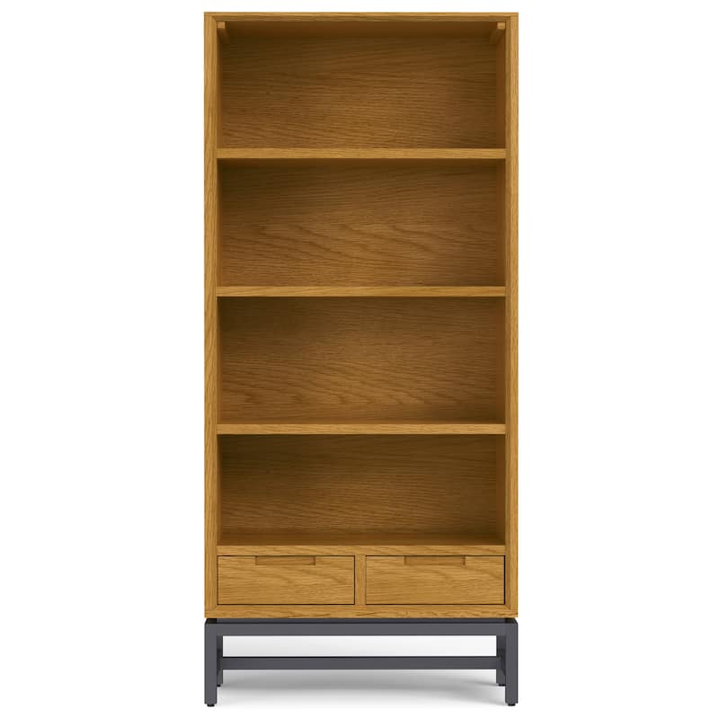 WYNDENHALL Devlin SOLID HARDWOOD and Metal 66x30 inch Rectangle Industrial Bookcase - 30"w x 14"d x 66" h