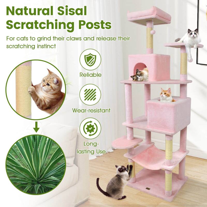 Costway 70” Cat Tree for Indoor Cats with Padded Top Perch, Dual - See Details