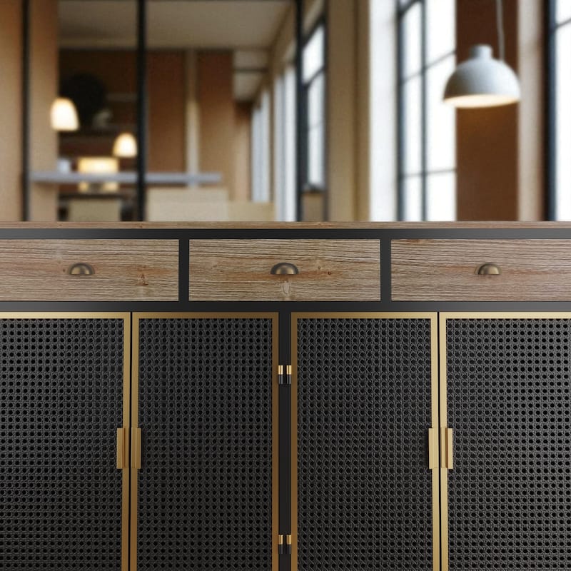 48" Modern Sideboard Buffet Cabinet with 4 Doors & 3 Drawers, Freestanding Storage for Entryway/Office/Bedroom