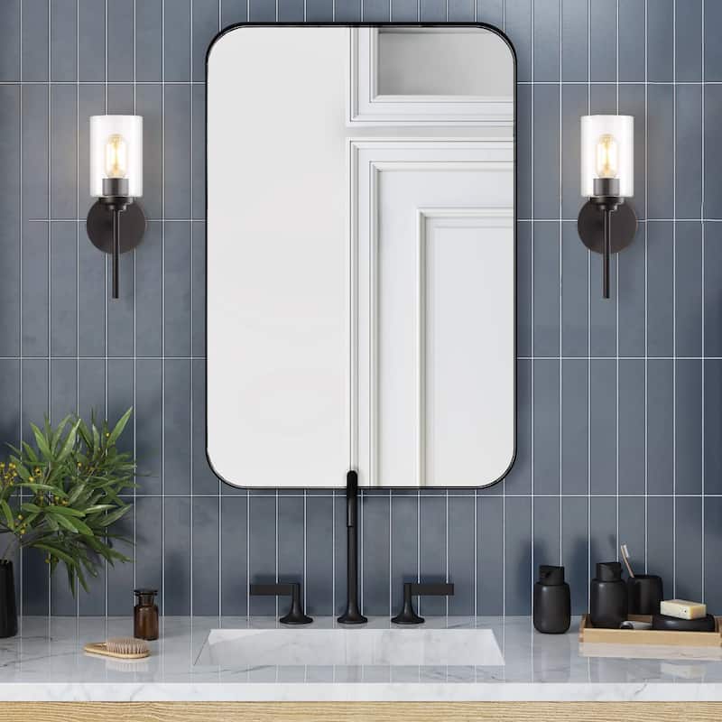 Juno 13" 1-Light Farmhouse Industrial Iron Cylinder LED Sconce, Oil Rubbed Bronze/Clear by JONATHAN Y - One