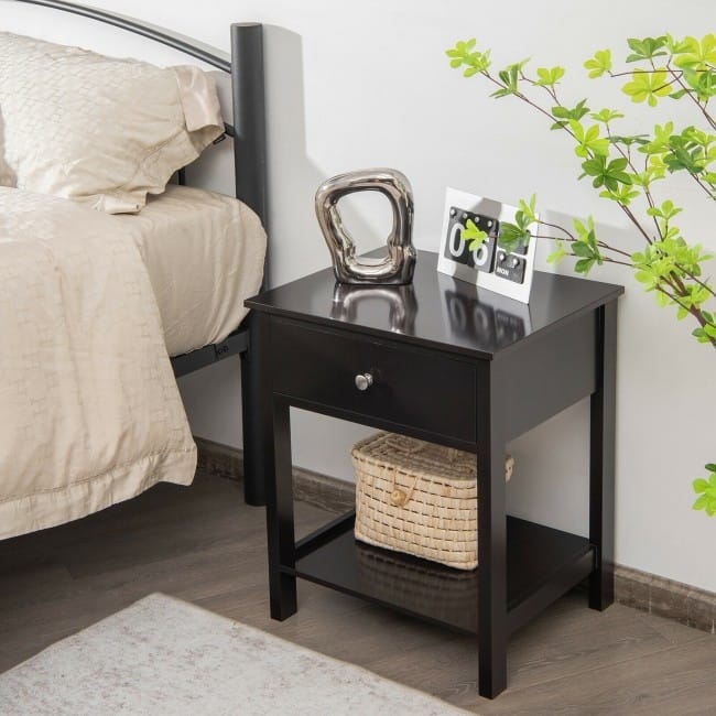 Wooden Storage Shelf for Bedroom and Living Room with Drawer - 19" x 16" x 23" (L x W x H)