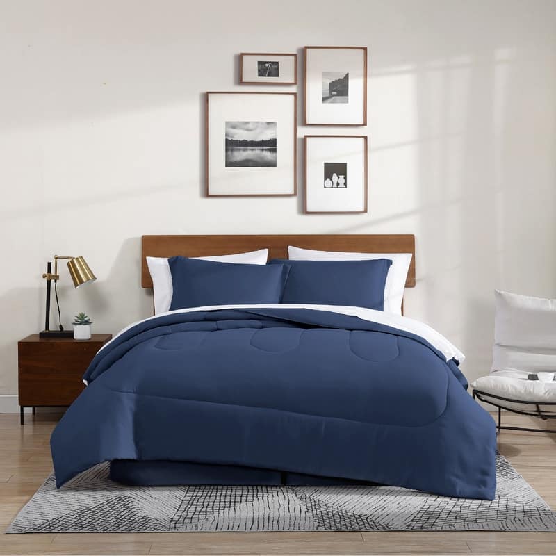 Home Essential Lightweight Bed In A Bag Bedding Set (Includes Comforter, Sham, Bedskirt, Fitted Sheet, Flat Sheet, Pillowcase)
