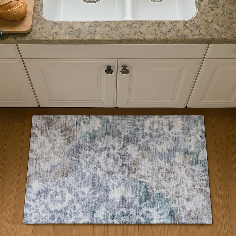 Premium Washable Super Soft Modern Floral Mayfield Rug - Blue - 1'8" x 2'6"