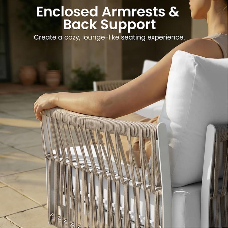 Outdoor Modular All-Weather Aluminum Cushioned Sectional Sofa Set with Deep Seating Patio Conversation Set