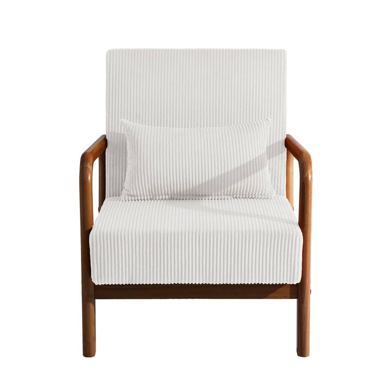 Modern Corduroy Upholstered Accent Chair with Wood Legs Set of 2