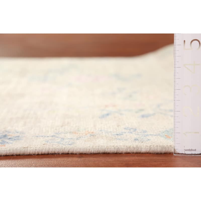 Hand Knotted Oriental 100% Wool Carpet Traditional Floral Beige & Ivories Art Deco Runner Rug - 10' 3'' X 2' 9''