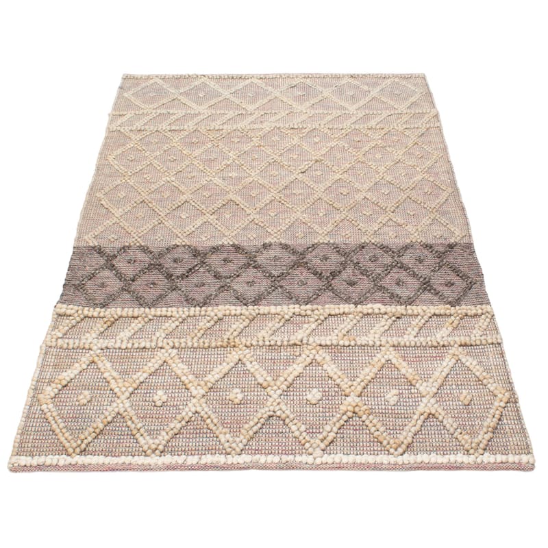 ECARPETGALLERY Braid weave Sienna Grey Wool Rug - 5'0 x 8'2