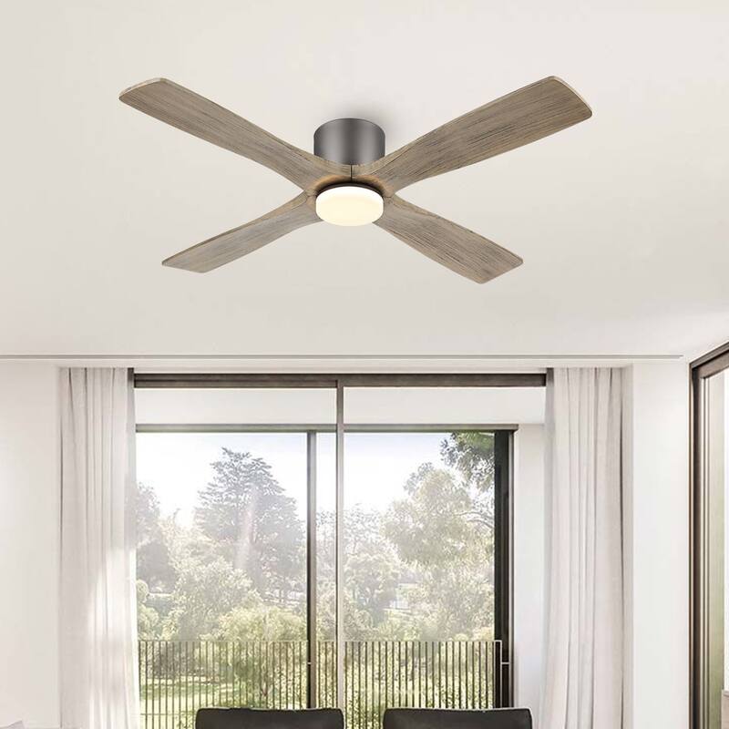 MLiAN 48" DC Flush Mount Ceiling Fan with Light Kit and Remote Control
