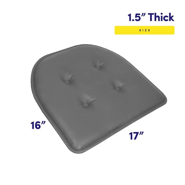 dimension image slide 1 of 3, U-Shaped Faux Leather Memory Foam Chair Pads
