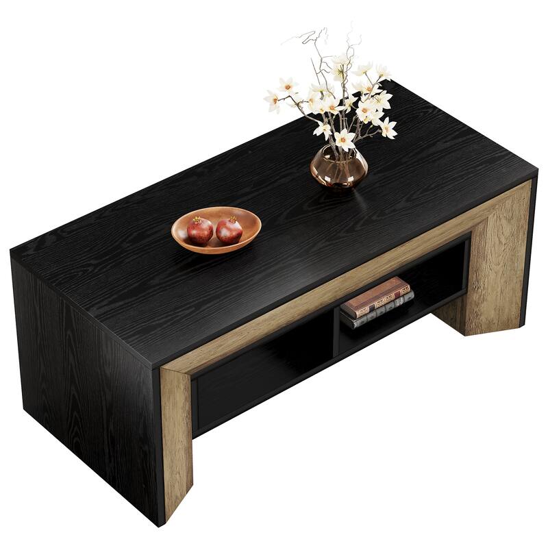 47.2" Modern Coffee Table, Rectangular Wood Center Table