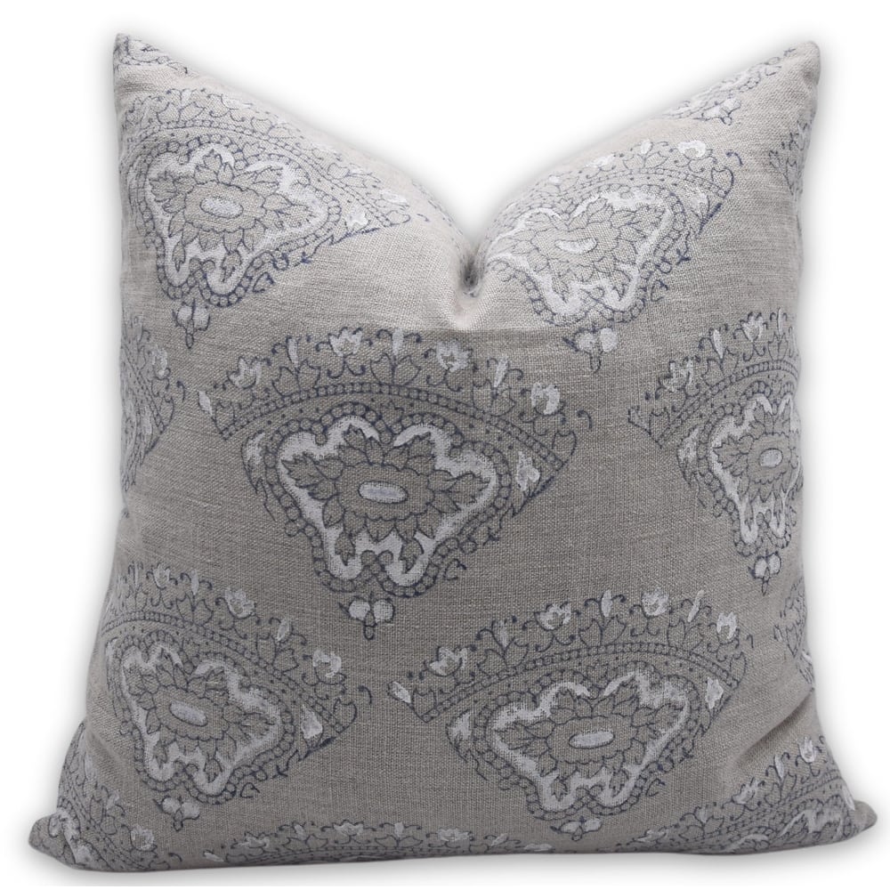 Fabdivine Handmade Block Print Linen Pillow Cover Farmhouse Sofa, Dhwani