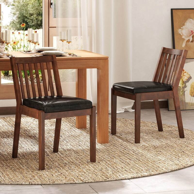 Costway Dining Chair Set of 2/4 PU Leather Upholstered Kitchen Armless - See Details