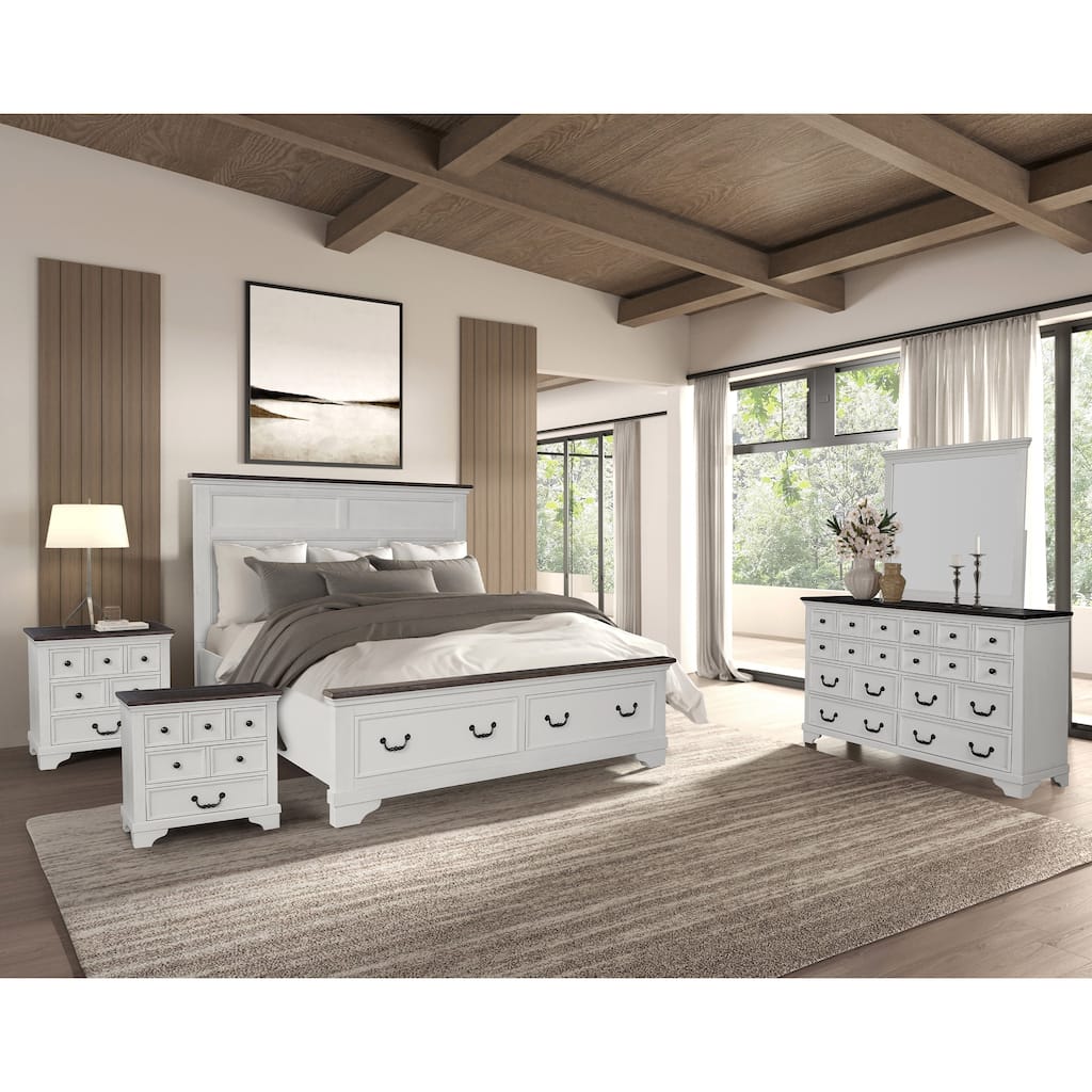 Furniture of America Eryndor Modern Farmhouse 5-Piece White Solid Wood Platform Bedroom Set