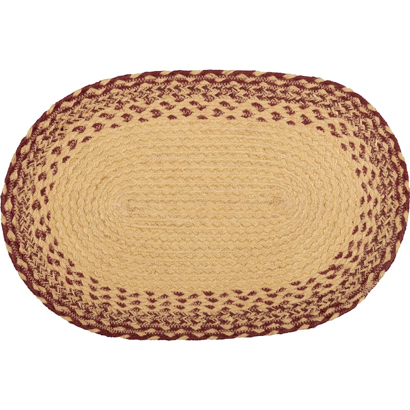 Burgundy Tan Jute Placemat Stencil Stars Set of 6 12x18 - Placemat 12x18