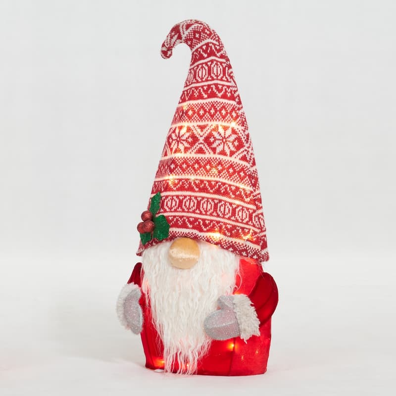 22" UL Plush Gnome with Red Hat Sculpture