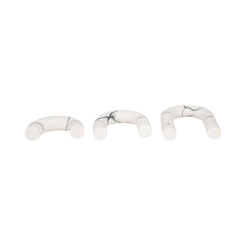 Sagebrook Home 5/7/8" Reaka White Marble Arches, 10"H, Set of 3 - 8" x 2" x 10"