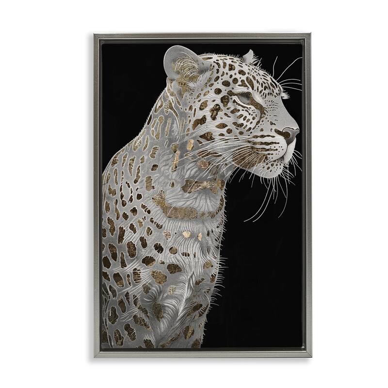Stupell Elegant Glam Leopard Spots Framed Floater Canvas Wall Art Design By Sasha - 21 x 31 - Grey