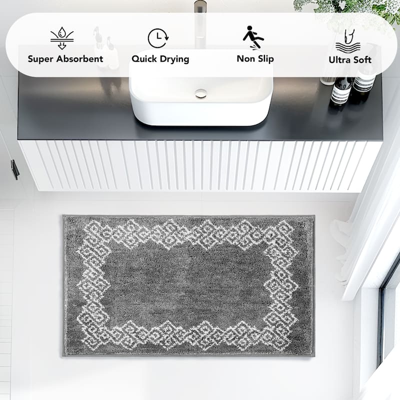 Deconovo Geometric Pattern Soft Bathroom Mat Rug (1 PC)