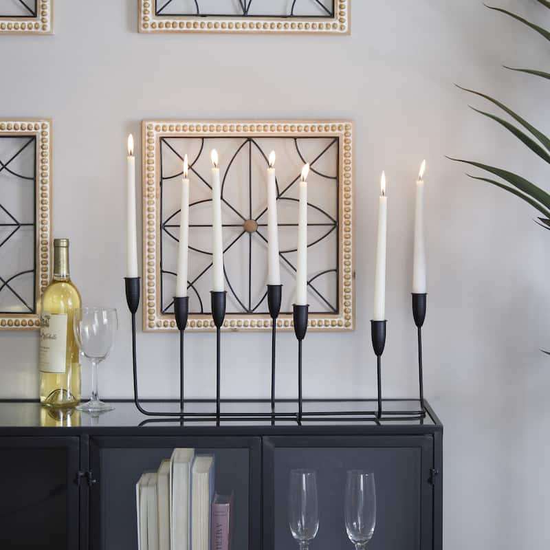 Metal Long Tapered 7 Holder Decorative Candelabra - Gold or Black - CosmoLiving by Cosmopolitan