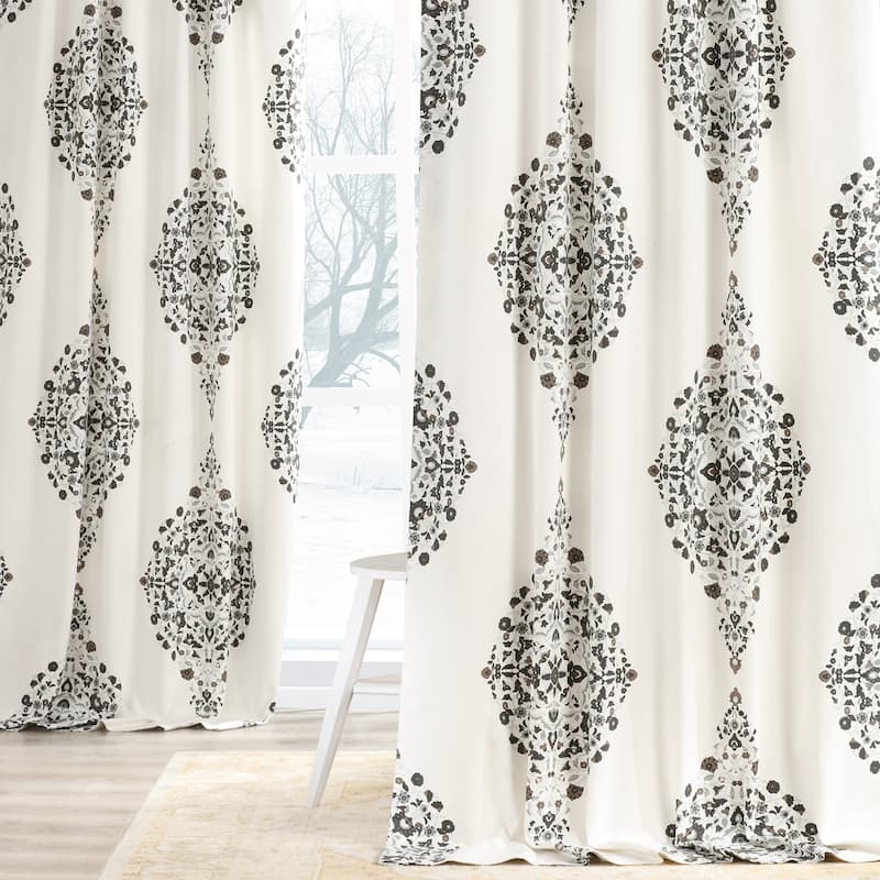 Exclusive Fabrics Kerala Printed Cotton Twill Single Curtain (1 Panel) - 50 X 96 - Kerala Brown