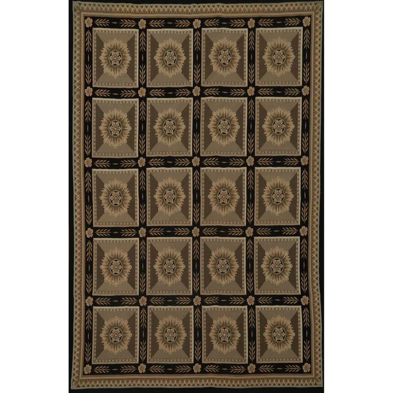 Hand Knotted Oriental 100% Wool Carpet Traditional Floral Brown Tapestries Area Rug - 9' 7'' X 7' 11''