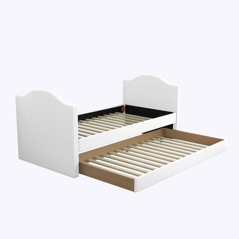 Boyd Sleep Messina Faux Leather Upholstered Day Bed with Trundle - White