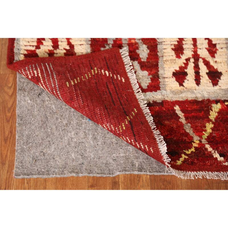 Red Moroccan Oriental Area Rug Handmade Wool Carpet - 6'9" x 9'10"