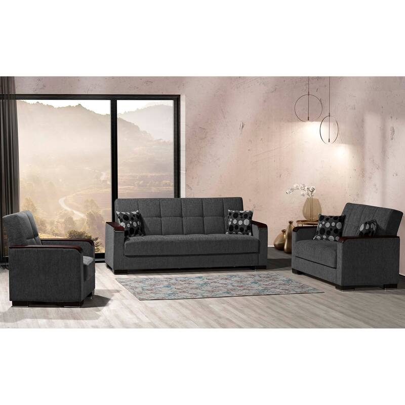 Collection Upholstered Convertible Loveseat With Storage