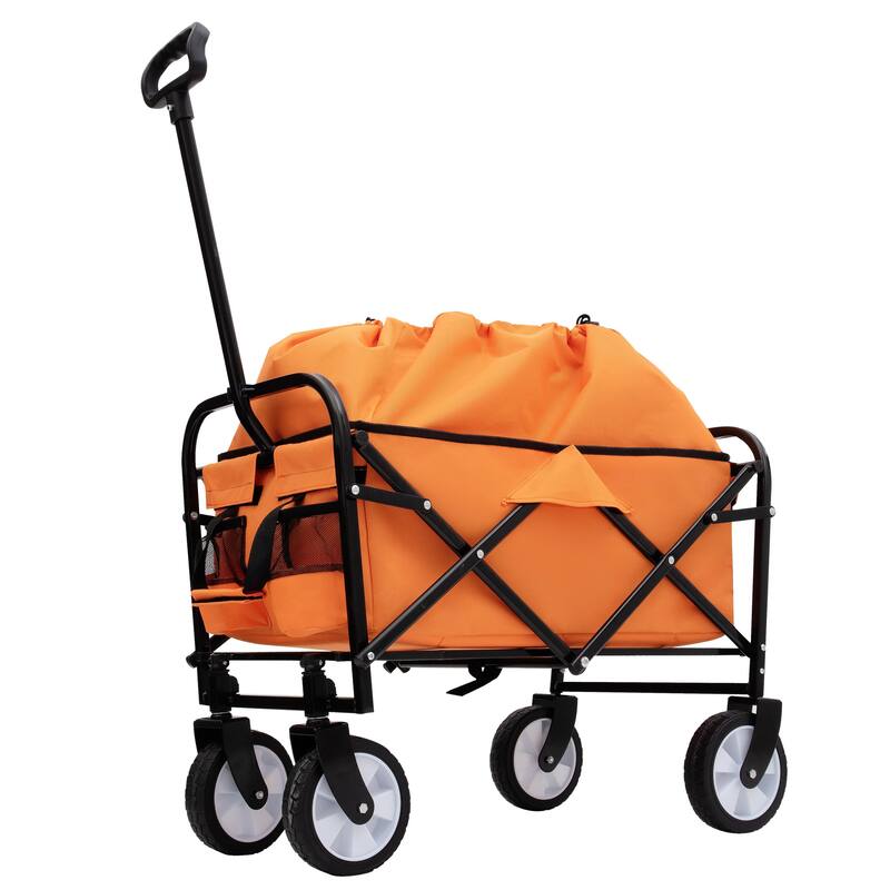 Minimeetall Strap Collapsible Foldable Wagon Cart with strapping system Folding Beach Wagon Utility Wagon Grocery Cart