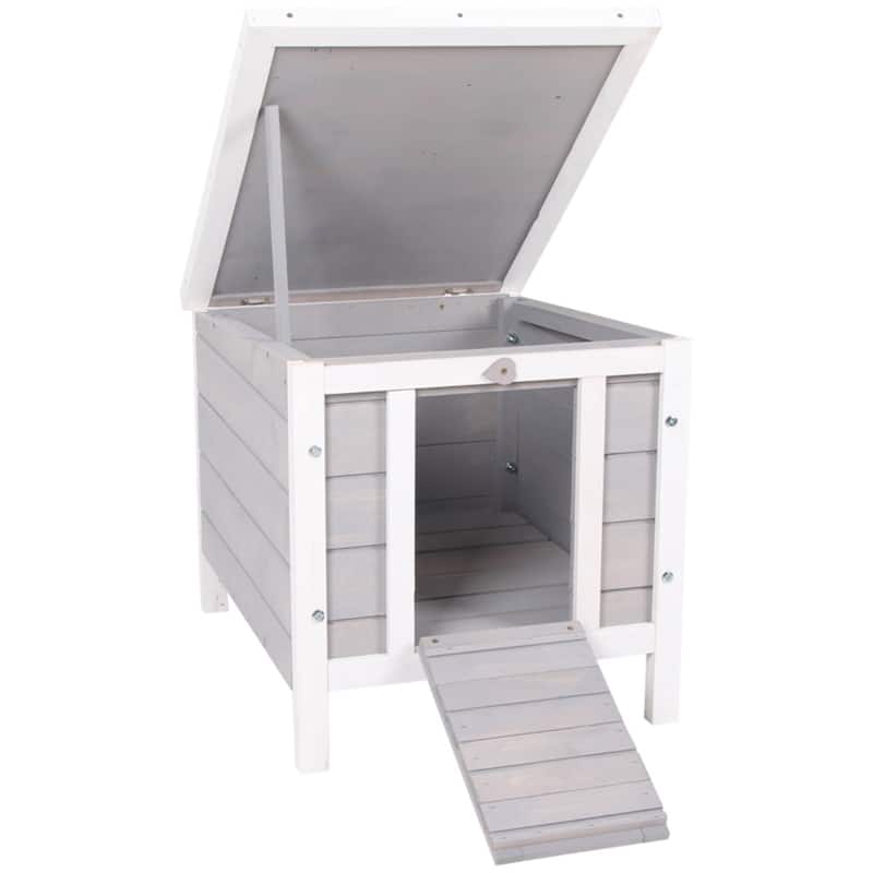 Solid Fir Wood Pet House with Waterproof Roof for Small pet and bunny - 16.5" L x 20" W x 17" H
