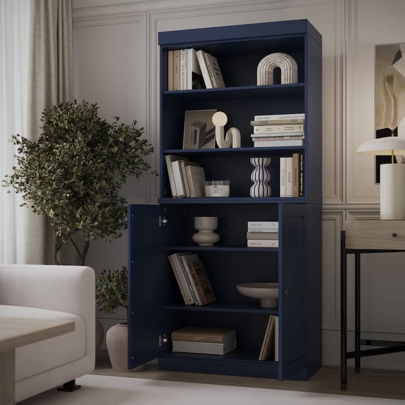 100% Solid Wood 6-Shelf Bookcase with Optional Doors by Palace Imports