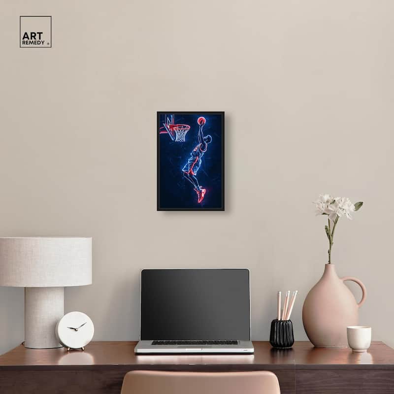 Shoot Some Hoops Neon Canvas by Art Remedy
