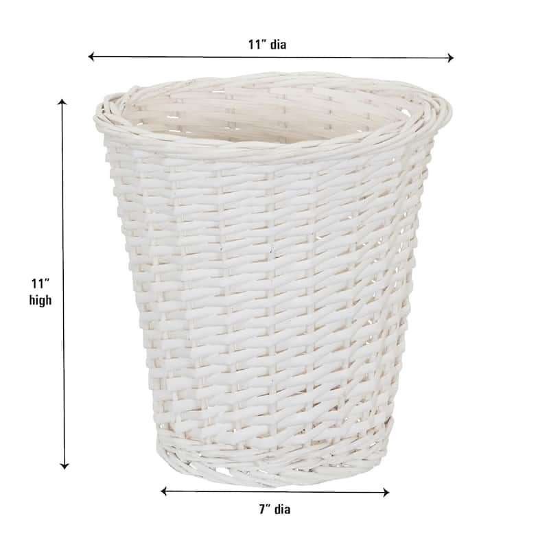 Household Essentials Willow Weave Wicker Waste Basket, White