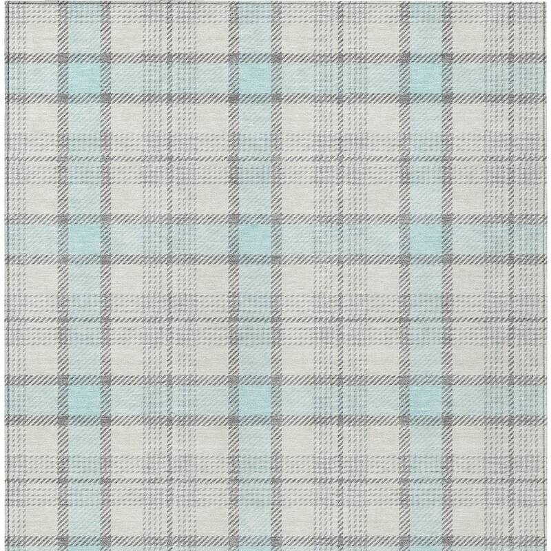 HomeRoots Plaid Transitional Rectangle Outdoor Rug