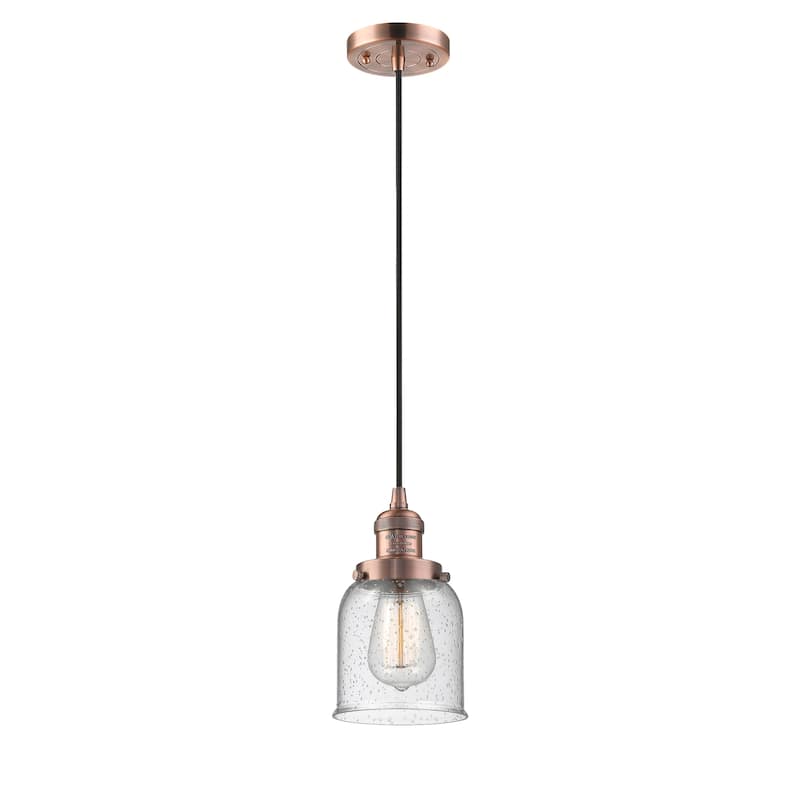 Innovations Lighting Franklin Restoration Bell - 1 Light 5" Cord Hung Mini Pendant - Antique Copper/Seedy