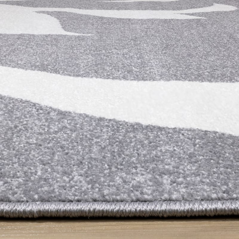 Covington Collection - Grey/Cream Damask Swirl Rug