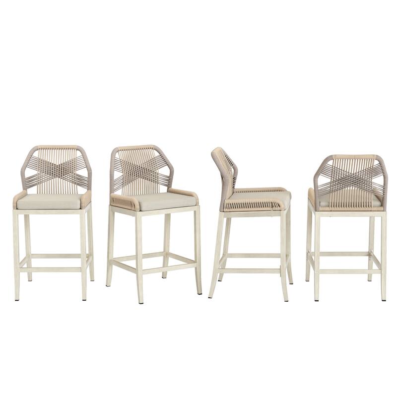 Modern Aluminum Counter Height Bar Stools, Upholstered Counter Stools with Back - 27.5"H